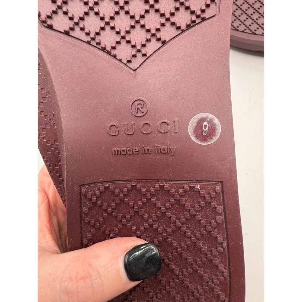 Gucci Shoes Men 9 Burgundy Diamante Rubber Overshoe Cover‎ Loafers Luxury Preppy